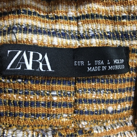 Zara NWOT Skirt Tweed Knitted High Pleated Waist with Rustic Buttons size Large - Picture 9 of 13